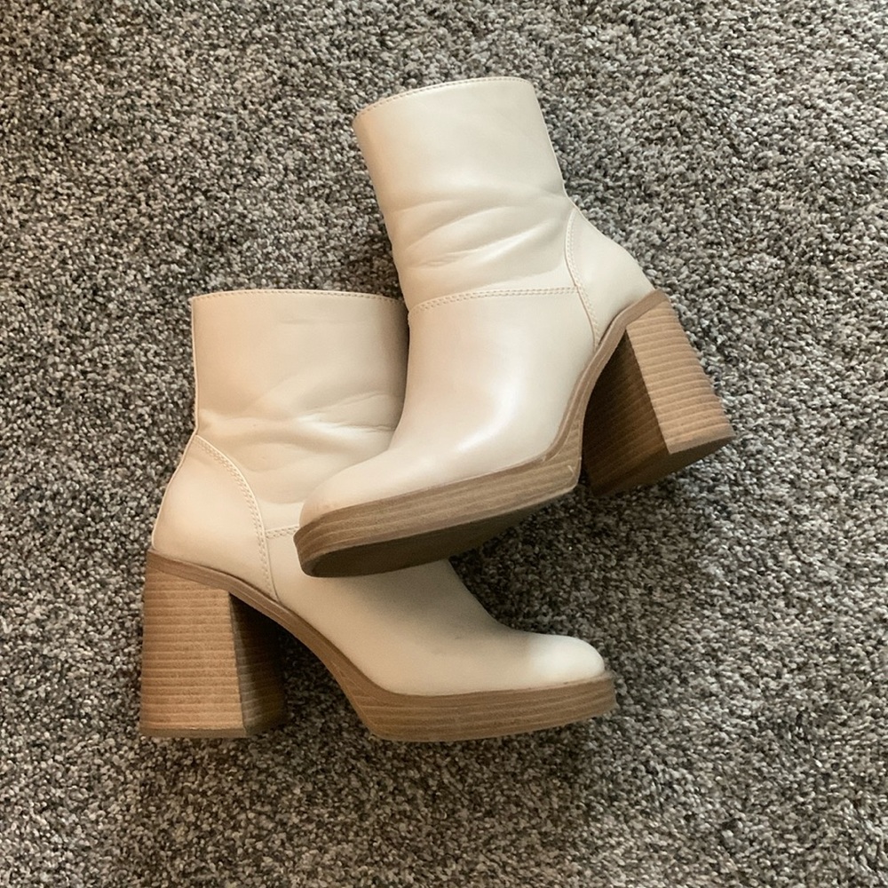 Cream platform booties